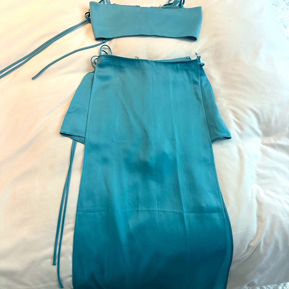 Blue ALEXIS short and crop top set in xxs